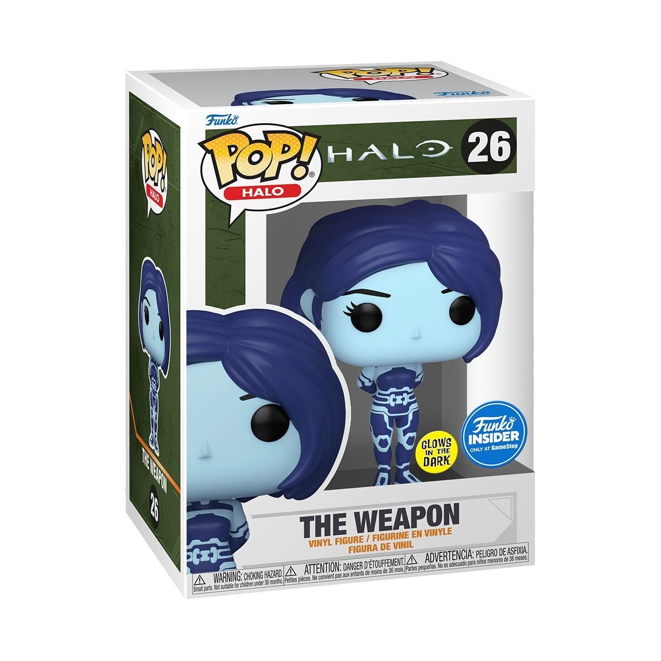 Funko POP! : Halo Infinite The Weapon #026 Glow in The Dark Exclusive Vinyl Figure Protector and Box Include, Blue, Small 3.85in