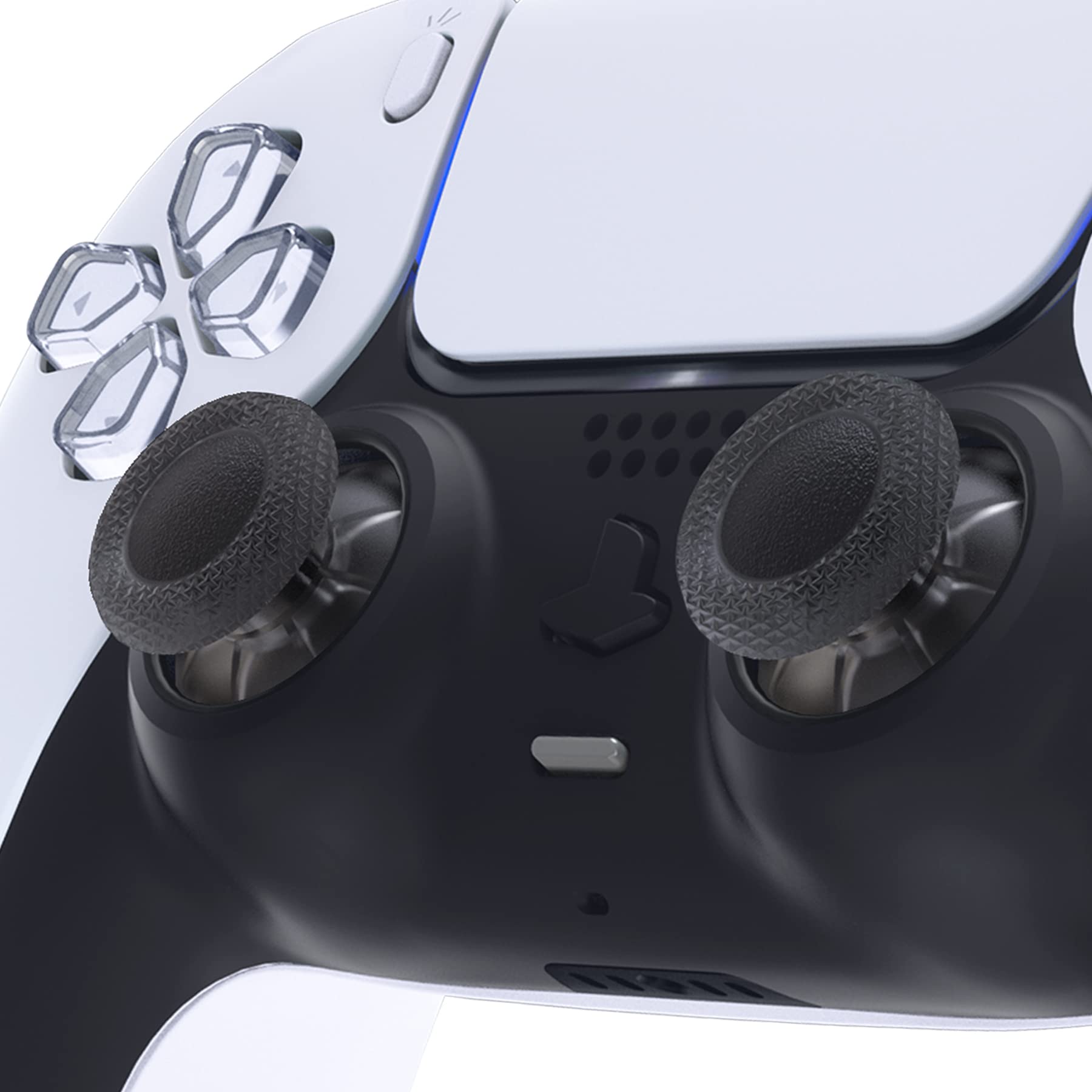 eXtremeRate Clear Black Replacement Thumbsticks for PS5 Controller, Custom Analog Stick Joystick Compatible with PS5, for PS4 All Model Controllers Universal - Controller NOT Included