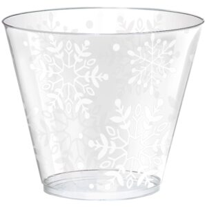 plastic tumblers - 9 oz (pack of 40) - sturdy, reusable, and unique design - perfect for festive gatherings, parties & events, snowflake