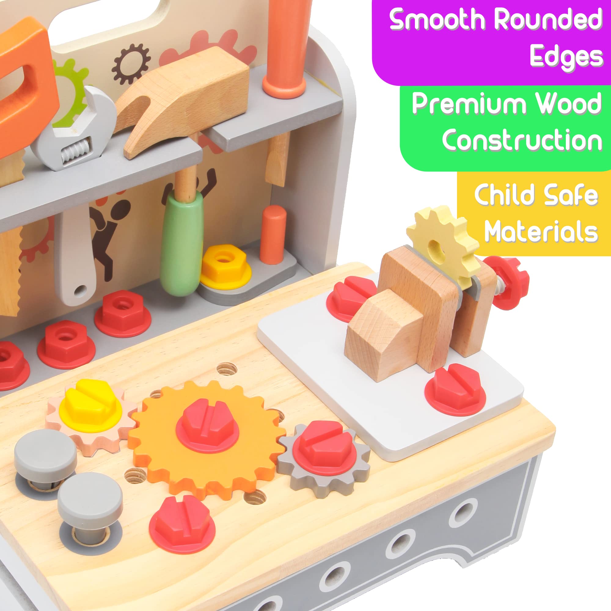 Montessori Mama Kids Tool Set Montessori Toys for 3 Year Old Boys Girls | Construction Toys Tool Set | Real Tools for Kids Toys for 3+ Year Old Boys Girl | Gifts for 3 Year Old Boys