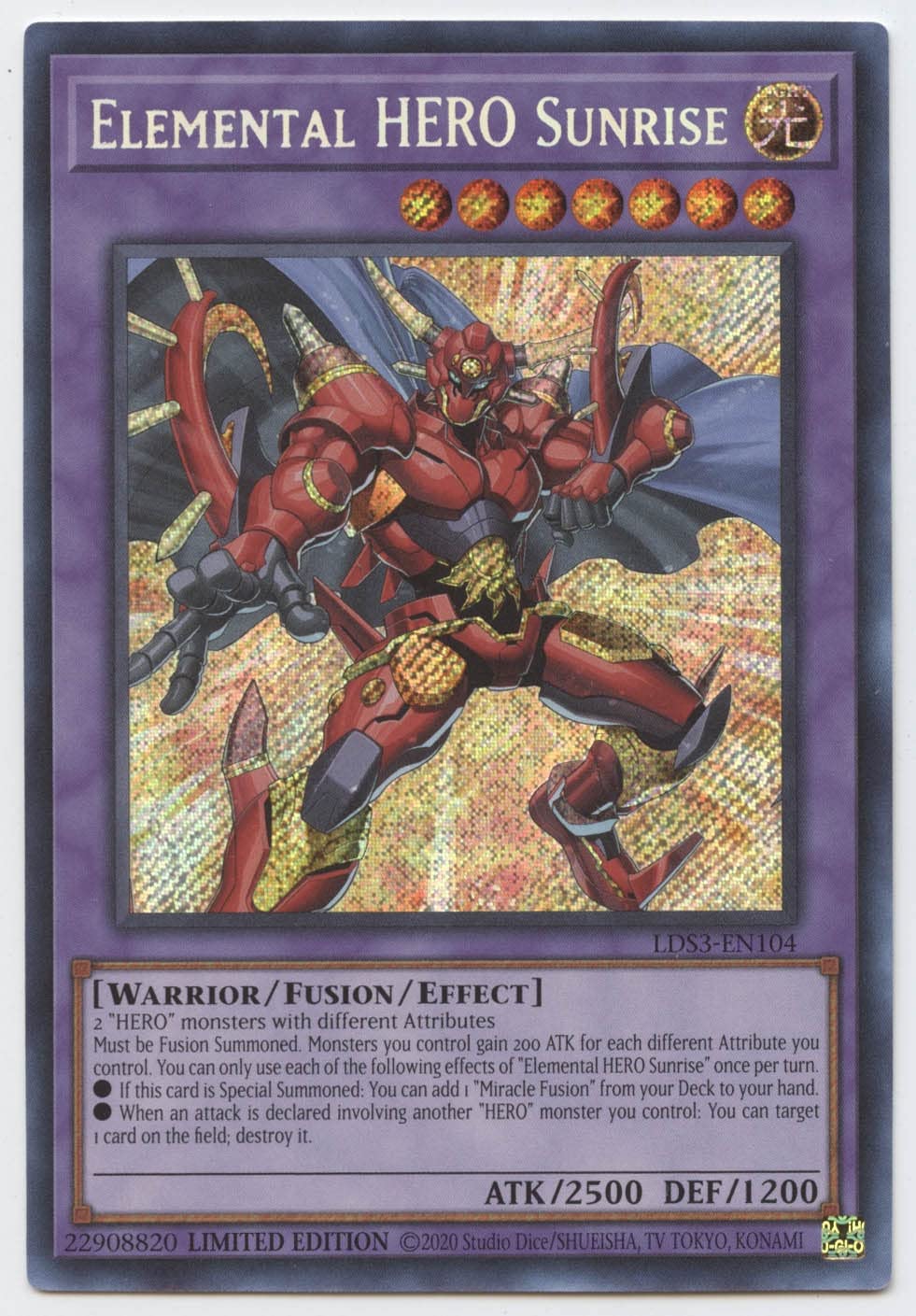 YU-GI-OH! Elemental Hero Sunrise - LDS3-EN104 - Secret Rare - 1st Edition