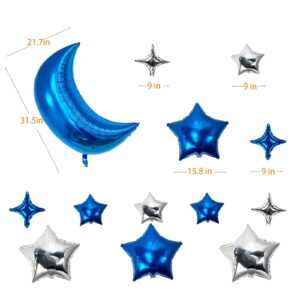 24Pcs 4D Galaxy Space Man Balloons Cartoon Inflatable Rocket Astronaut Earth Spaceship Planet Party Supplies Happy Birthday Decoration Moon Star Foil for Boy Kid Baby Shower Airship Wedding Tablecloth