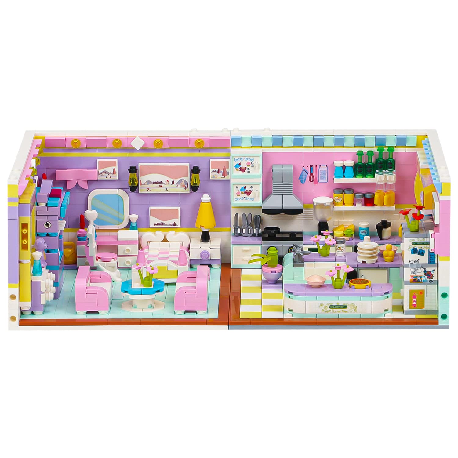 PinkBee Friends House Building Block Sets, Girls Mini Bedroom Friendship Playhouse Apartment Bricks Kit Birthday for Adults Kids 8-12 6-12 7-9 (639 PCS)