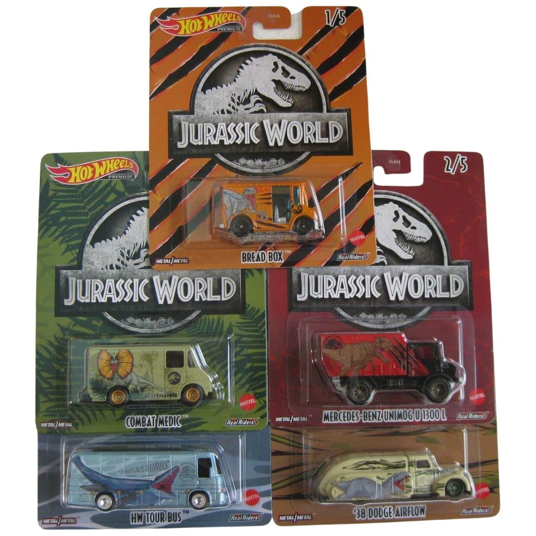 Hot Wheels Jurassic World 2022 Premium Pop Culture Complete 5 Car Diecast Set DLB45-946Q Release