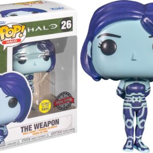 Funko POP! : Halo Infinite The Weapon #026 Glow in The Dark Exclusive Vinyl Figure Protector and Box Include, Blue, Small 3.85in