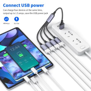 MOGOOD 4 in 1 USB Splitter Cable,USB to USB Cable Adapter,USB to 4 USB Adapter,Splitter 4 USB Cable,USB Power Split Adapter for Data Charging Power Adapter for Mac,Car, Xbox One, PS4, PS5, PC