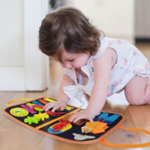 Teach My Busy Board, Montessori Toys, Gifts for 3 4 5 Year Old Girls and Boys, Sensory Toys for Preschoolers, Preschool Educational Toys, Travel Activities, Learning Toy, Fine Motor Skills