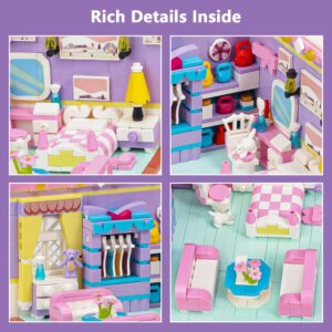 PinkBee Friends House Building Block Sets, Girls Mini Bedroom Friendship Playhouse Apartment Bricks Kit Birthday for Adults Kids 8-12 6-12 7-9 (639 PCS)