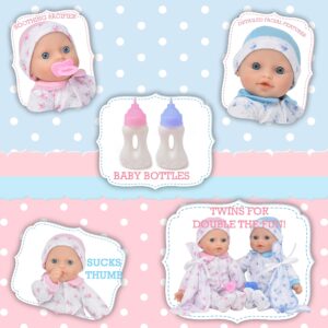 Gift Boutique Soft Body Twin Baby Dolls for Toddlers in Gift Box, 12 Inch Baby Doll with Pacifier, Baby Girl Doll and Baby Boy Doll