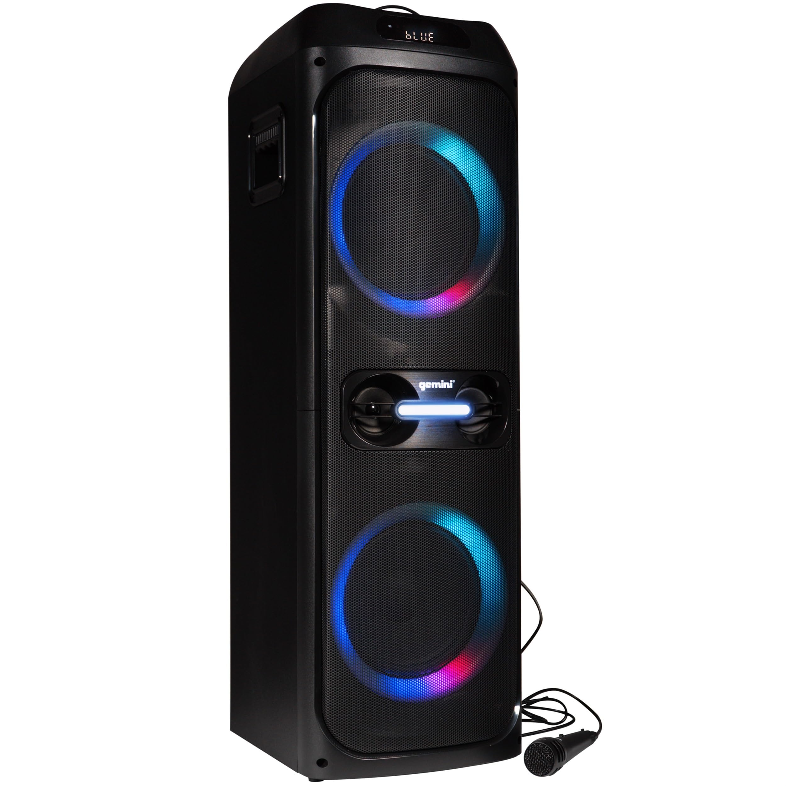 Gemini Sound GHK-2800-4800W Party Speaker with Bass Boost, LED Lights & Voice-Changing Effects, Bluetooth Karaoke, Includes Microphone & Remote