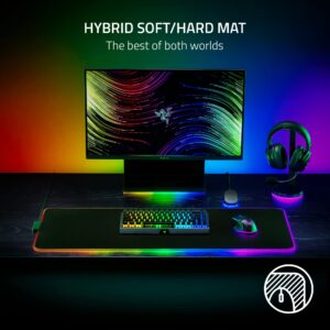 Razer Strider Chroma Hybrid Gaming Mouse Mat Chroma RGB: Hybrid Soft/Hard Mat - 19 Chroma RGB Lighting Zones - Warp and Water-Resistant - Anti-Slip Base - Seamless Edges