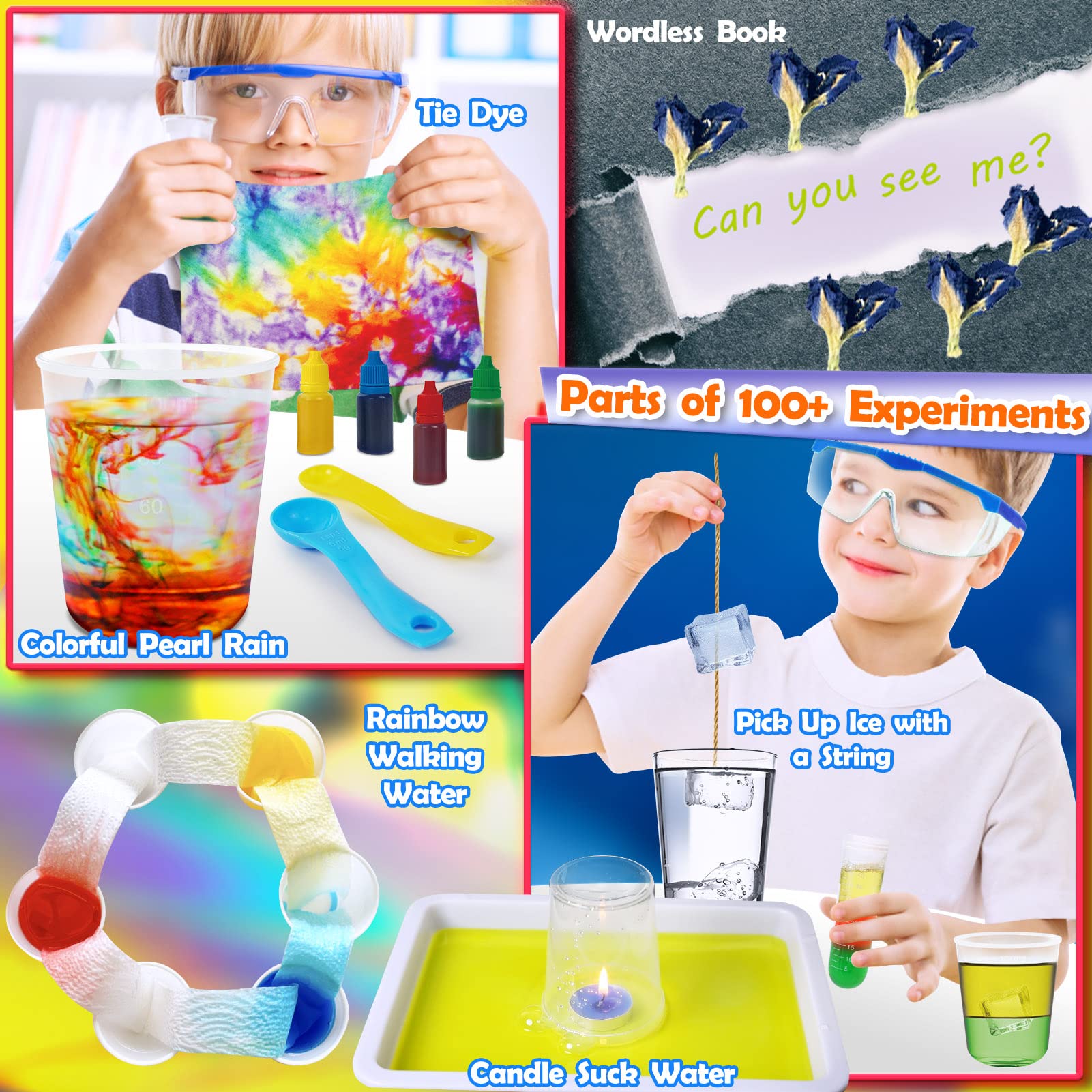 UNGLINGA 100+ Science Lab Experiments Kit for Kids, S.T.E.M Project Activities Educational Birthday Toys Gifts for Boys Girls, Chemistry Set, Gems Dig, Volcano, Glowing Worms