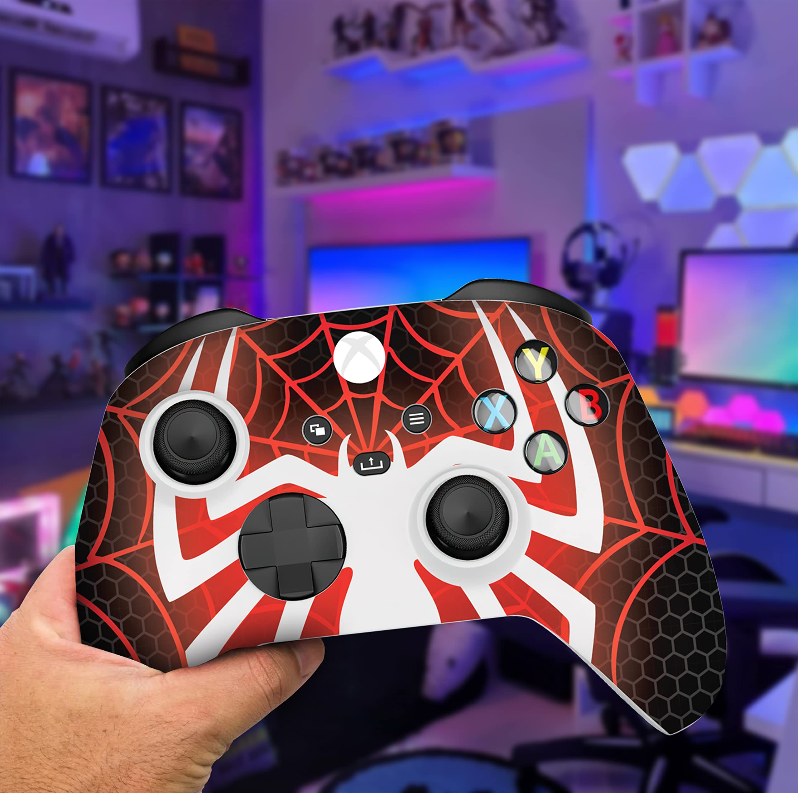 HK Studio Spider Decal Sticker Skin to Cover X-Box Series X with No Bubble, Waterproof, Full Protection - Including 2 Controller Skins and Console Skin