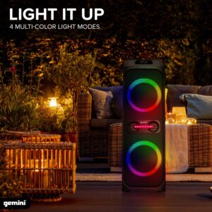 Gemini Sound GHK-2800-4800W Party Speaker with Bass Boost, LED Lights & Voice-Changing Effects, Bluetooth Karaoke, Includes Microphone & Remote