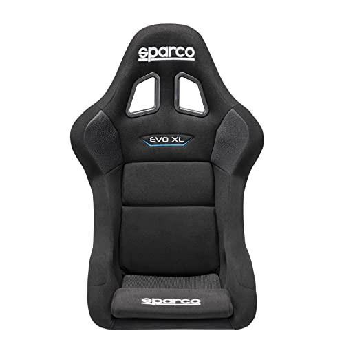 Sparco EVO QRT Racing Seat and Speedway Motors Universal Brackets, Black Large Seat, Lightest Fiberglass Composite Seat Shell, Fitment for Small Cockpits