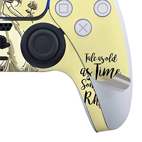 Skinit Decal Gaming Skin Compatible with PS5 and Compatible with PS5 Digital Edition DualSense Controller - Officially Licensed Disney Belle Tale As Old As Time Design