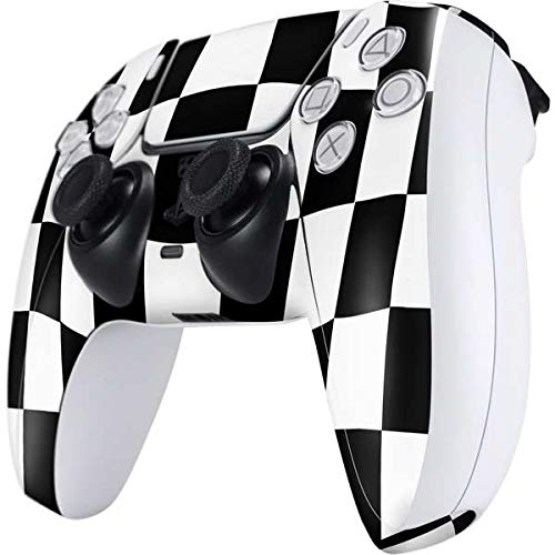 Skinit Decal Gaming Skin Compatible with PS5 Controller - Black and White Zoomed Checkerboard Design