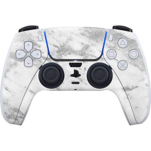 Skinit Gaming Decal Skin Compatible with PS5 and Compatible with PS5 Digital Edition DualSense Controller - Officially Licensed Skinit Originally Designed Silver Marble Design