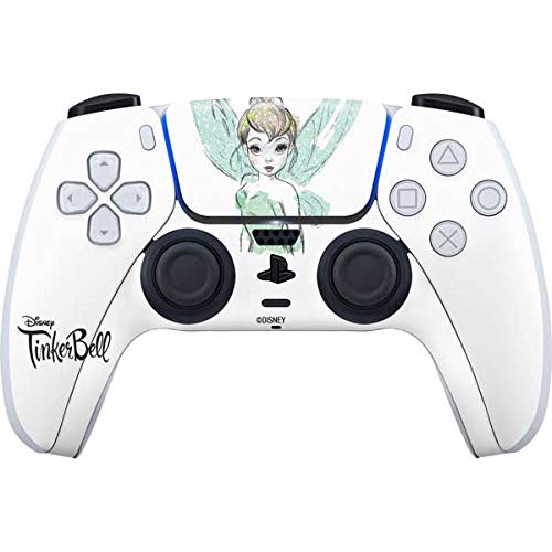 Skinit Decal Gaming Skin Compatible with PS5 and Compatible with PS5 Digital Edition DualSense Controller - Officially Licensed Disney Tinker Bell Watercolor Fairy Design