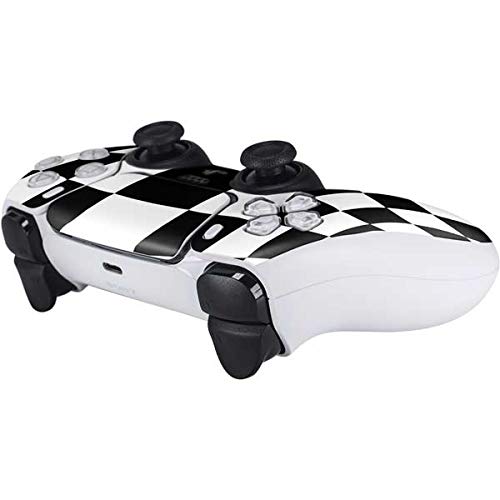 Skinit Decal Gaming Skin Compatible with PS5 Controller - Black and White Zoomed Checkerboard Design