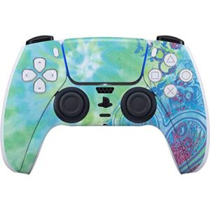 skinit gaming decal skin compatible with ps5 and compatible with ps5 digital edition dualsense controller - officially licensed liquid blue tie dye peace heart design