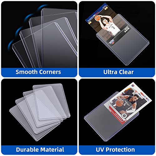 400 Card Sleeves Top Loaders for Cards, Arjiekwei 3"X4" Baseball Card Protectors Hard Plastic, Premium Toploaders Card Holder for Sports Football Trading Cards (200 Toploaders + 200 Penny Sleeves)