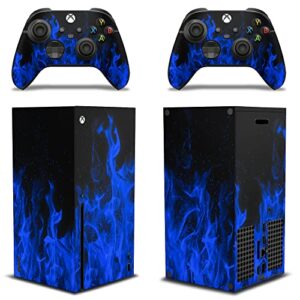 247 skins graphics kit sticker decal compatible with xbox series x and wireless controllers - ice flame blue