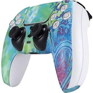 Skinit Gaming Decal Skin Compatible with PS5 and Compatible with PS5 Digital Edition DualSense Controller - Officially Licensed Liquid Blue Tie Dye Peace Heart Design