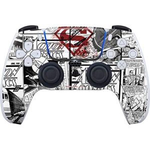 skinit decal gaming skin compatible with ps5 and compatible with ps5 digital edition dualsense controller - officially licensed warner bros superman comic logo in red design