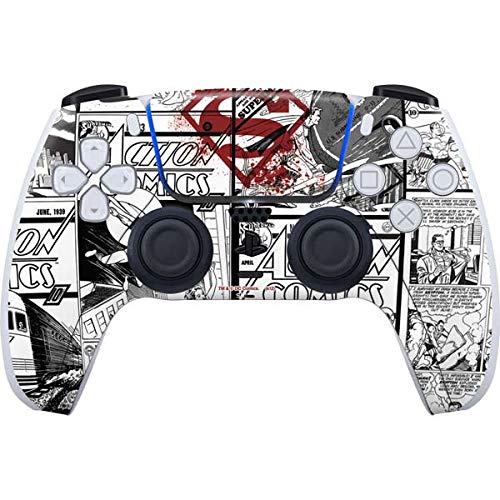 Skinit Decal Gaming Skin Compatible with PS5 and Compatible with PS5 Digital Edition DualSense Controller - Officially Licensed Warner Bros Superman Comic Logo in Red Design