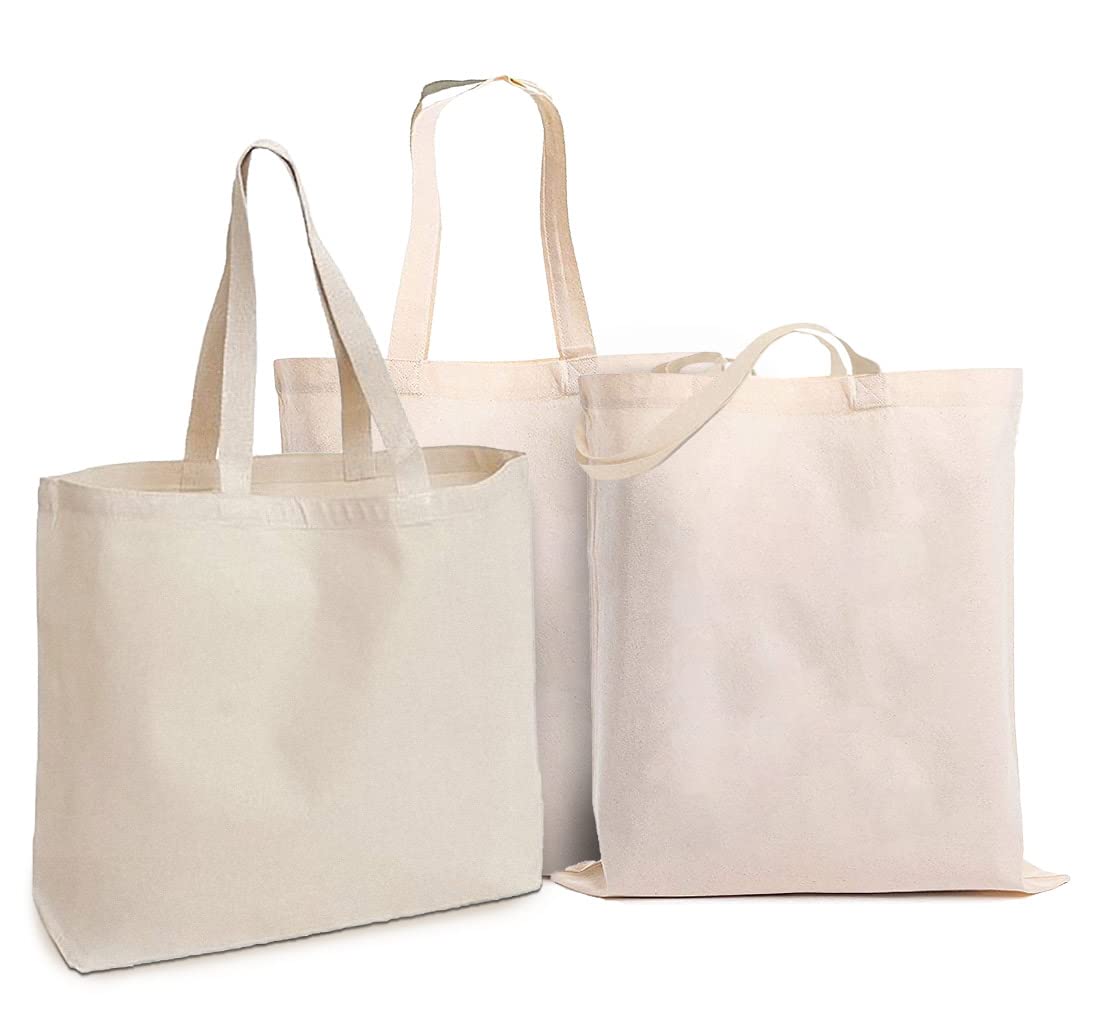 BANNER BUZZ MAKE IT VISIBLE BannerBuzz Canvas Tote Bag Made of 100% Biodegradable Canvas Material (15.5" X 18.5", Off White)