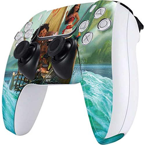 Skinit Decal Gaming Skin Compatible with PS5 Controller - Officially Licensed Disney Princess Moana and Maui Set Sail Design