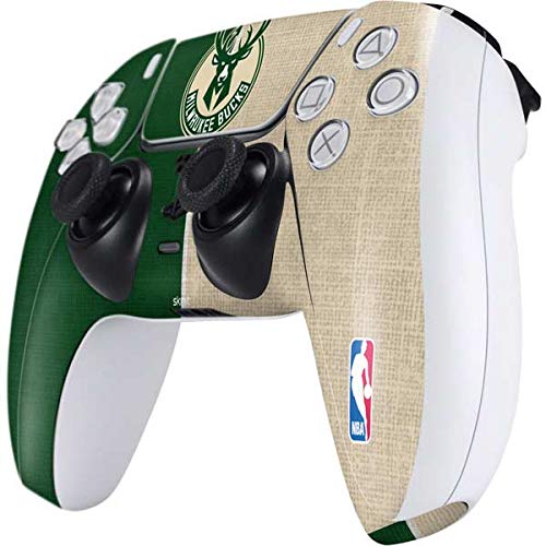 Skinit Gaming Decal Skin Compatible with PS5 and Compatible with PS5 Digital Edition DualSense Controller - Officially Licensed NBA Milwaukee Bucks Split Canvas Design