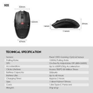 FANTECH ARIA XD7 Wireless Gaming Mouse - Pixart 3395 Gaming Sensor 26000 DPI, HUANO Switches, Super Lightweight 59 Grams and Ambidextrous Egg Shape, 3-Mode Connectivity, Black