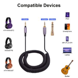 Asobilor ATH-M50xBT Cable, Audio Aux Cord Replacement for Audio Technica ATH-M50xBT2 ATH-M50xBTPB ATH-M50xBT with 6.35mm Adapter (4.9Ft Extended to 14Ft)