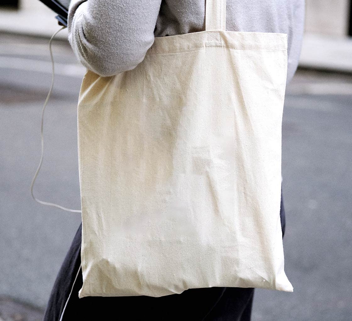 BANNER BUZZ MAKE IT VISIBLE BannerBuzz Canvas Tote Bag Made of 100% Biodegradable Canvas Material (15.5" X 18.5", Off White)