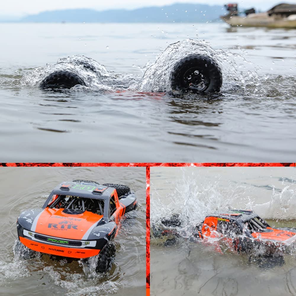 QAQQVQ Amphibious Remote Control Car, 1/10 Scale 20”Large RC Car Monster Truck 2.4GHz All Terrain Waterproof Racing Car Off-Road RC Crawler Toy Gift for Kids Adults