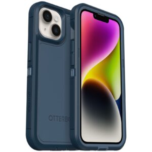 otterbox iphone 14 & iphone 13 defender series xt case - open ocean (blue), screenless, rugged, snaps to magsafe, lanyard attachment