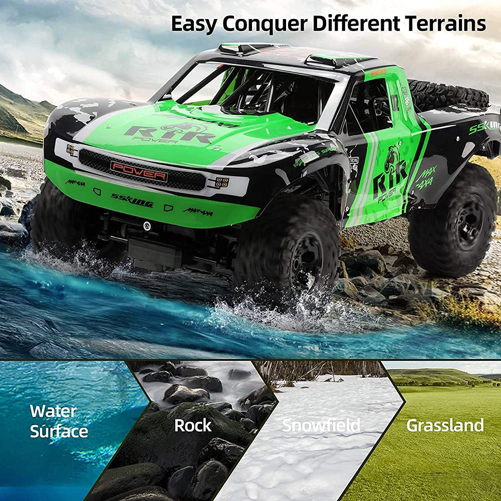 QAQQVQ Amphibious Remote Control Car, 1/10 Scale 20”Large RC Car Monster Truck 2.4GHz All Terrain Waterproof Racing Car Off-Road RC Crawler Toy Gift for Kids Adults