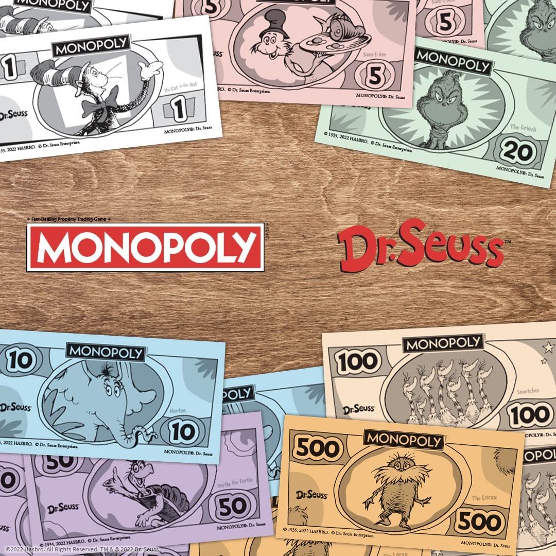 Monopoly: Dr. Seuss | Buy, Sell, Trade Dr. Seuss Books | Collectible Classic Monopoly Game Featuring Custom Game Board & Artwork | Officially-Licensed Dr. Seuss Game & Merchandise