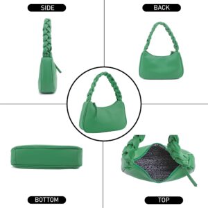 Emperia Braided Top Handle Shoulder Bag For Women, Trendy Designer Small Hobo Tote Handbag_Kelly Green