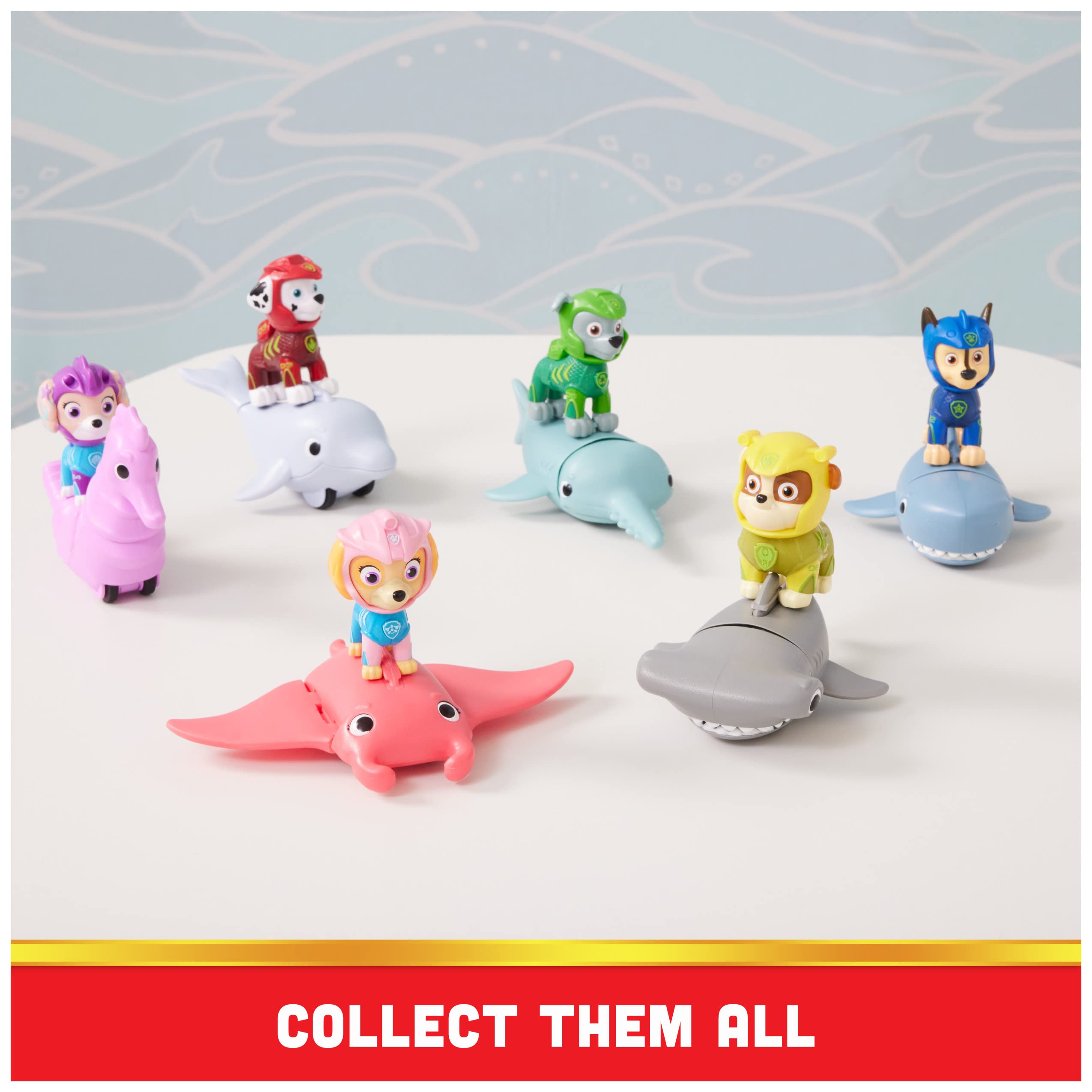 Paw Patrol, Aqua Pups Marshall and Dolphin Action Figures Set, Kids Toys for Ages 3 and up