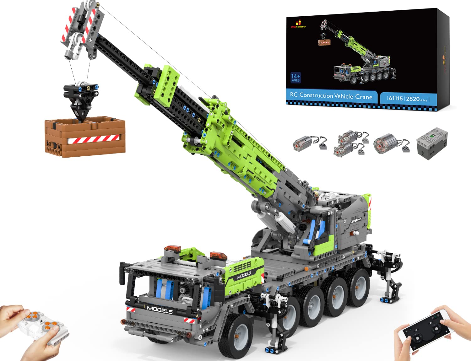 JMBricklayer Mechanical Crane Building Blocks Kit - RC Crane Mechanical Construction Vehicle Model, Building Block Set for Adult, Gift Toys for Teens Age 14+/Adults and Block Collectors(2820 Pieces)