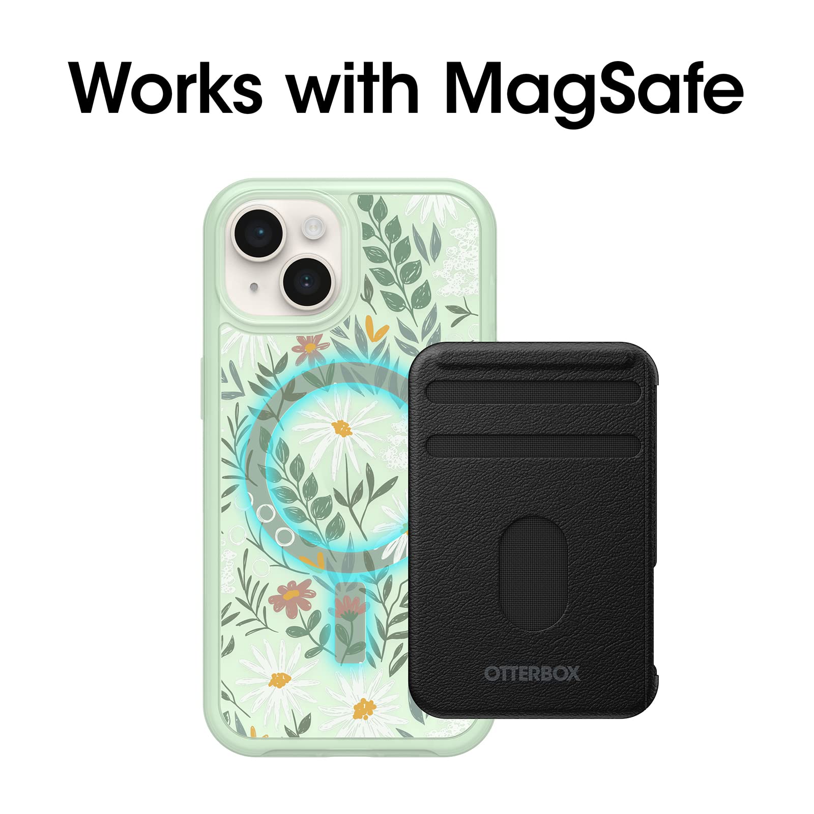 OtterBox iPhone 14 & iPhone 13 Symmetry Series+ Case - SAGE Advice (Green), Ultra-Sleek, Snaps to MagSafe, Raised Edges Protect Camera & Screen