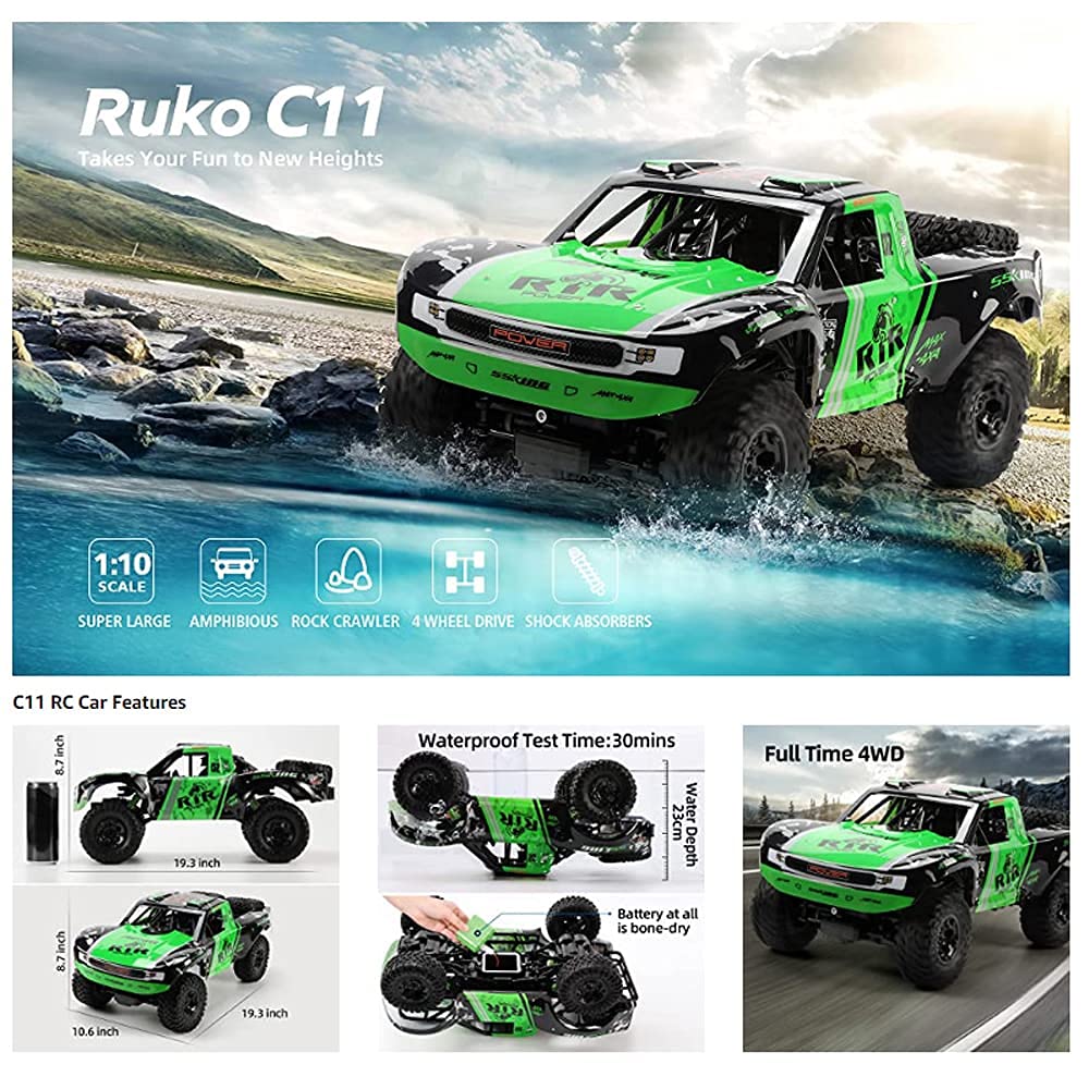 QAQQVQ Amphibious Remote Control Car, 1/10 Scale 20”Large RC Car Monster Truck 2.4GHz All Terrain Waterproof Racing Car Off-Road RC Crawler Toy Gift for Kids Adults