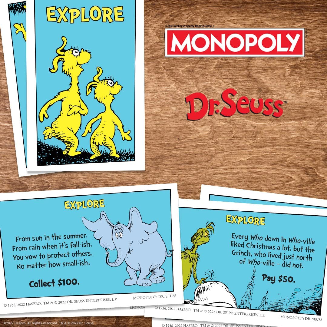 Monopoly: Dr. Seuss | Buy, Sell, Trade Dr. Seuss Books | Collectible Classic Monopoly Game Featuring Custom Game Board & Artwork | Officially-Licensed Dr. Seuss Game & Merchandise