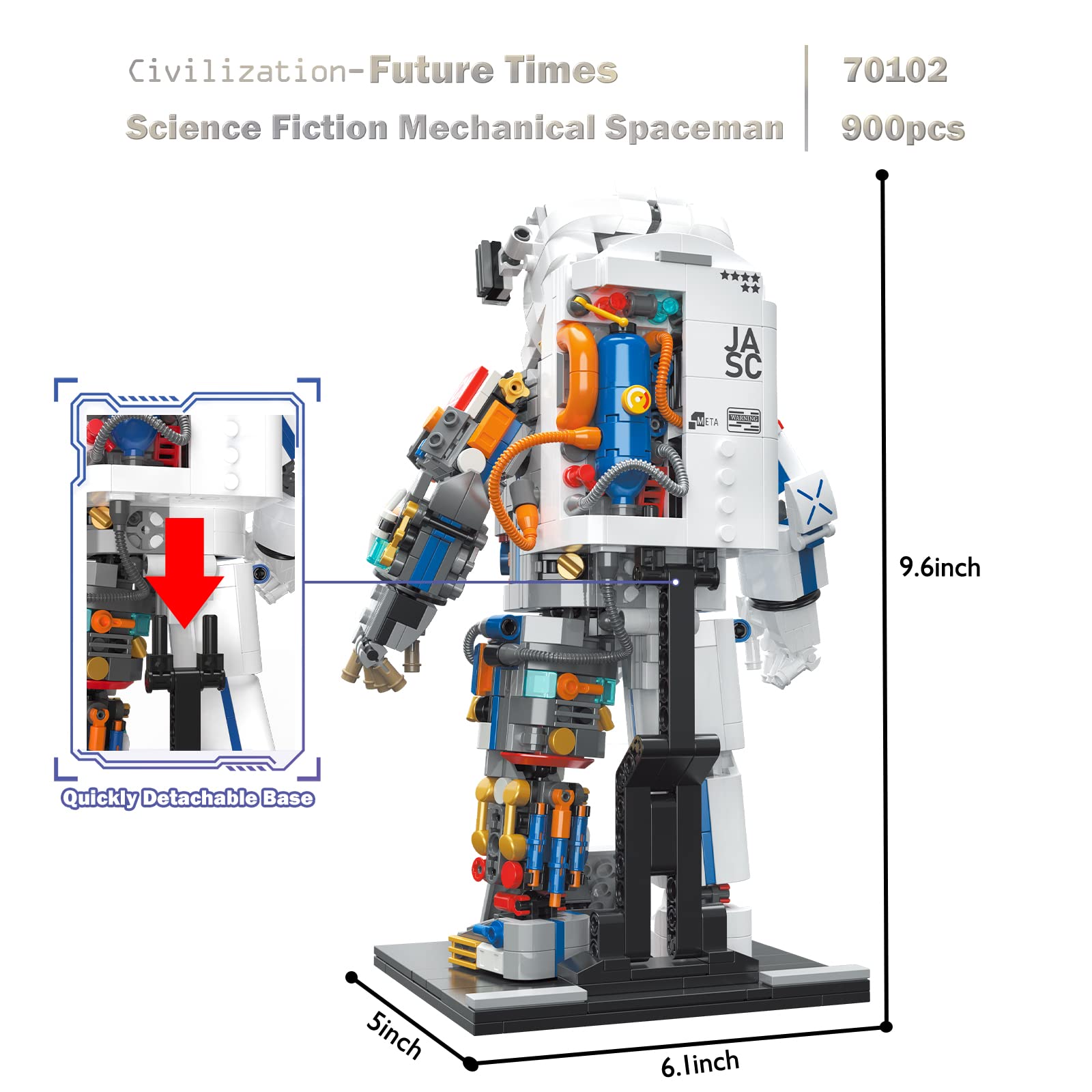 JMBricklayer Space Astronaut Building Sets for Teen Boys Girls Adult 70102, Flexible Space Toys, Cool Collectible Build and Display Spaceman Model with Display Stand, Christmas Birthday Gifts