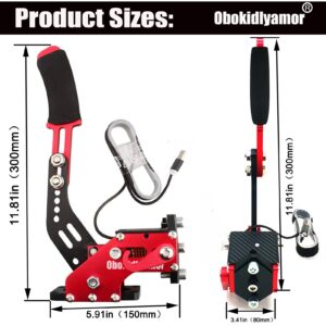 Obokidlyamor USB Handbrake Compatible with Logitech G920 Racing Wheel on Xbox Series S/X Console; PC System USB Handbrake SIM With Clamp Plate for Racing Games G923 (Only Handbrake, Red)