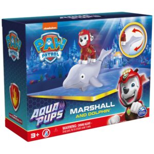 Paw Patrol, Aqua Pups Marshall and Dolphin Action Figures Set, Kids Toys for Ages 3 and up