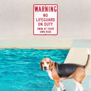 SmartSign 30 x 24 inch “Warning - No Lifeguard On Duty, Swim At Your Own Risk” Metal Sign, 80 mil Aluminum, 3M Laminated Engineer Grade Reflective Material, Red and White, Made in USA